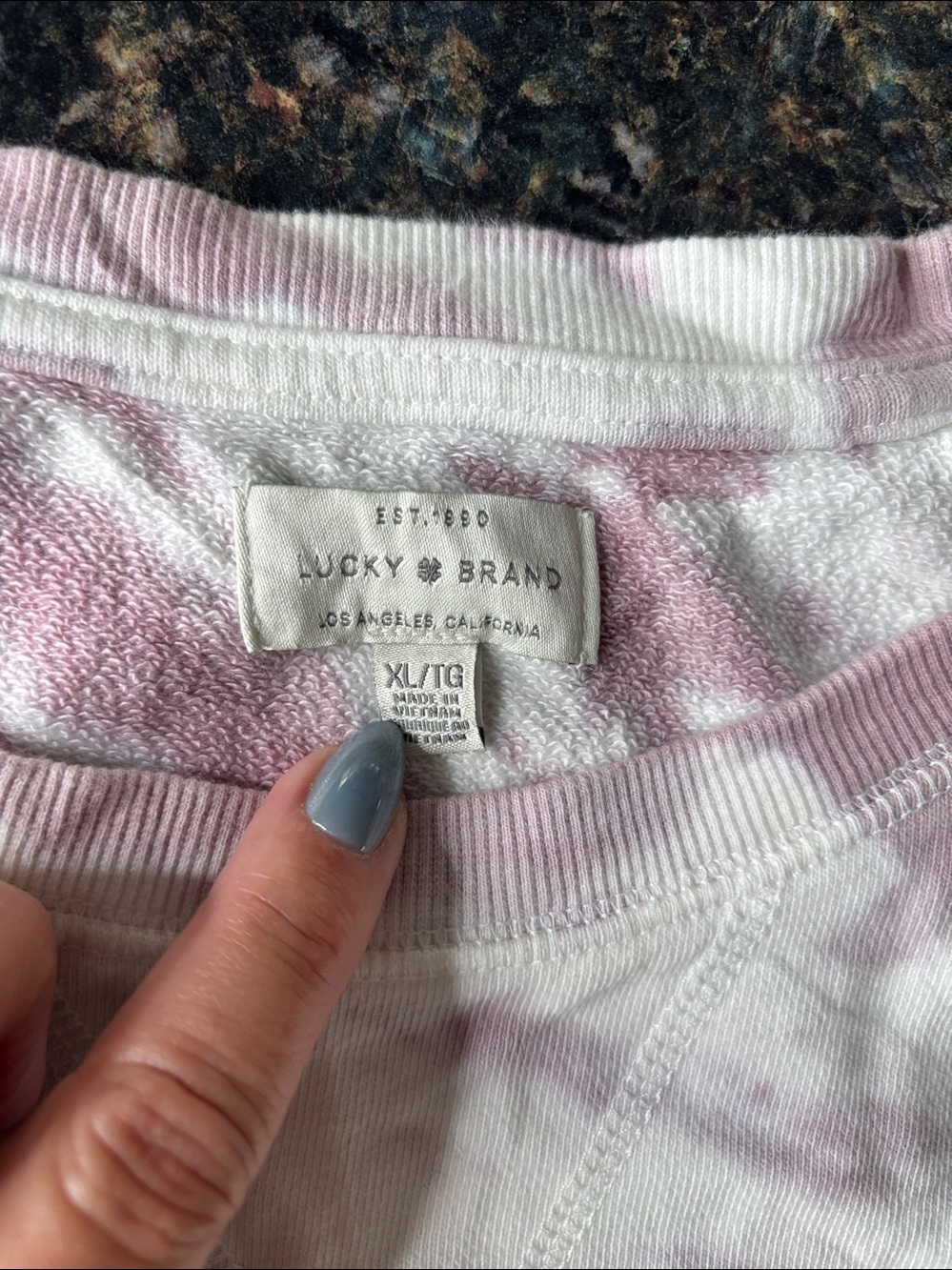 Lucky Brand Pink and White Tie-Dye Crewneck Sweatshirt size XL - Picture 4 of 9
